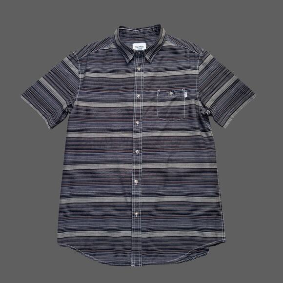 Rhythm. Striped Gray SS Button Up mens Size XL GUC - Picture 1 of 8